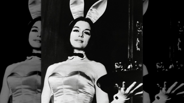 Gloria Steinem pictured in a playboy bunny costume in 1963