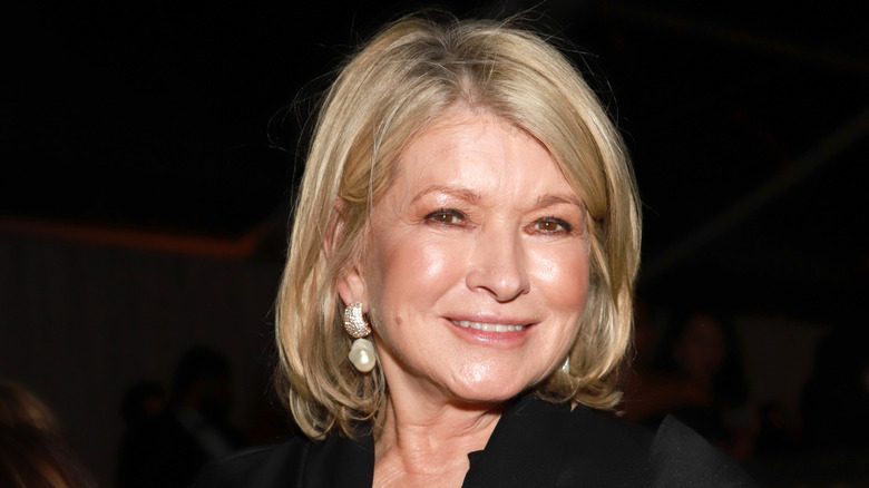 A close up of Martha Stewart in a black blazer