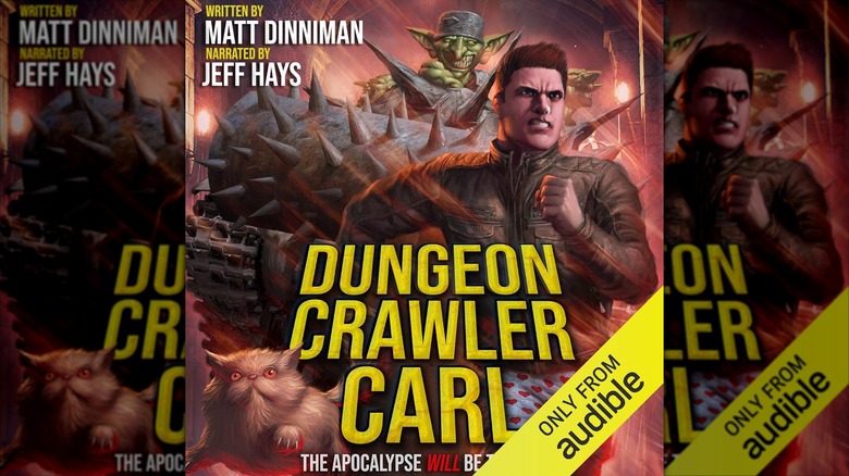 The front cover of the audiobook version of "Dungeon Crawler Carl" by Matt Dinniman