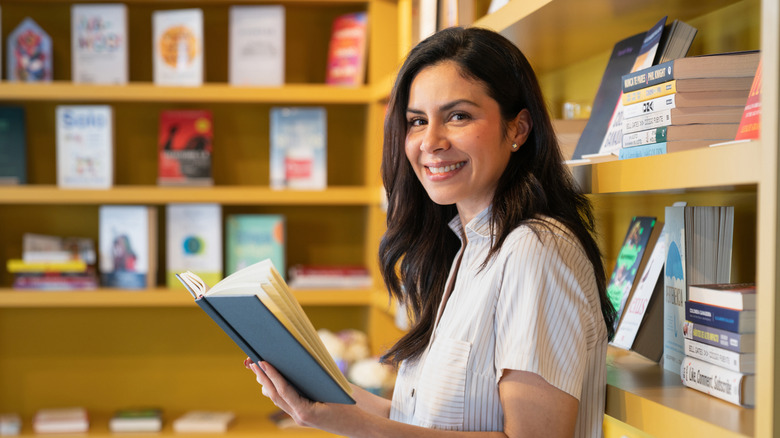 Woman in a bookstore