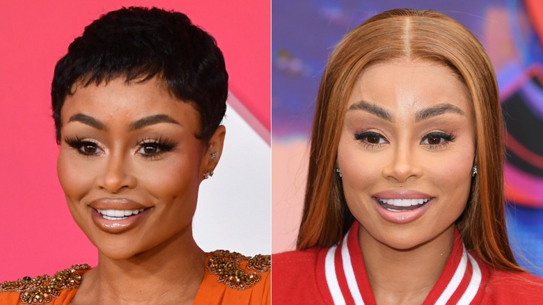 Side-by-side photos of Blac Chyna on the red carpet in February 2023 and March 2023 with less filler