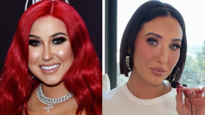 Side-by-side photos of Jaclyn Hill smiling in 2019 and in 2026 with her facial fillers dissolved