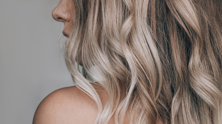 A woman with gray blended hair