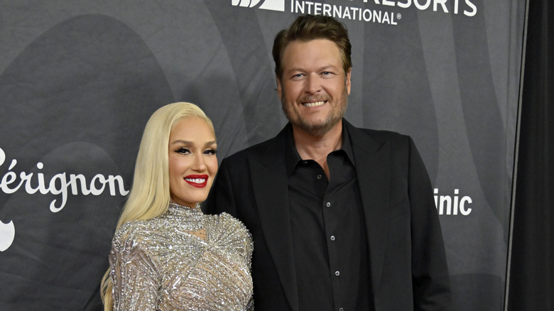 Gwen Stefani and Blake Shelton smiling