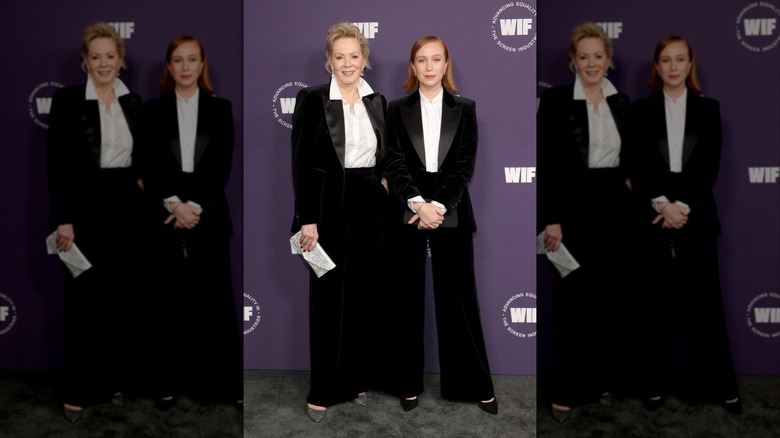 Jean Smart (L) and Hannah Einbinder (R) wearing matching tuxedos