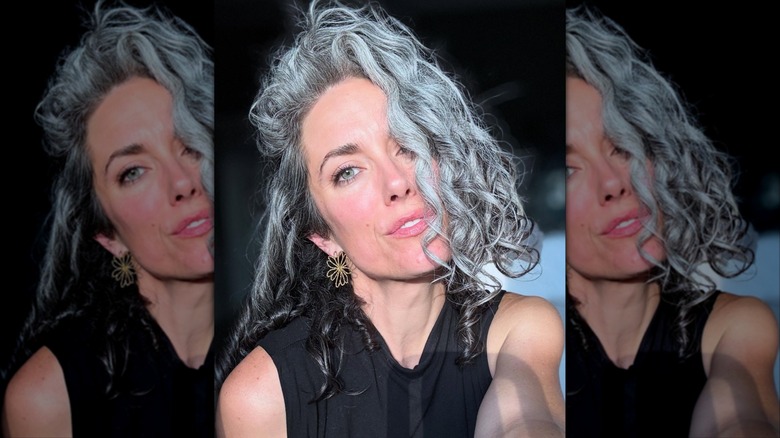 A woman with cool silver hair