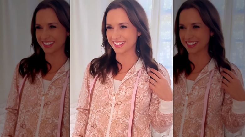 Lacey Chabert wearing a paisley hoodie