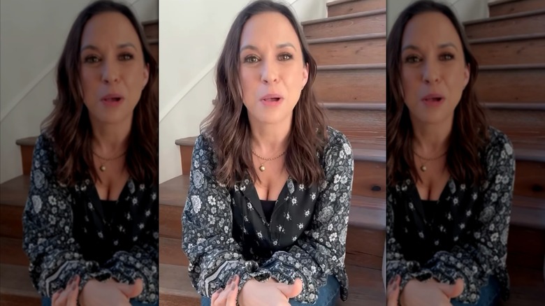 Lacey Chabert wearing a floral shirt