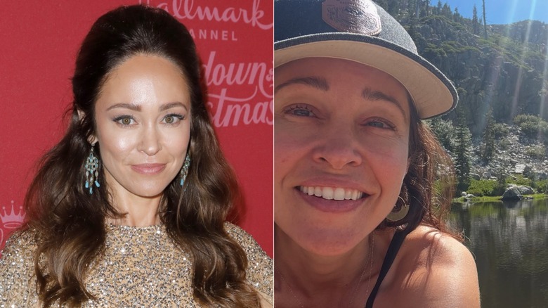 Autumn Reeser with and without makeup, side by side photos