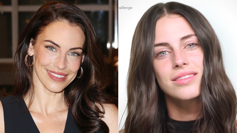 Jessica Lowndes with and without makeup, side by side photos