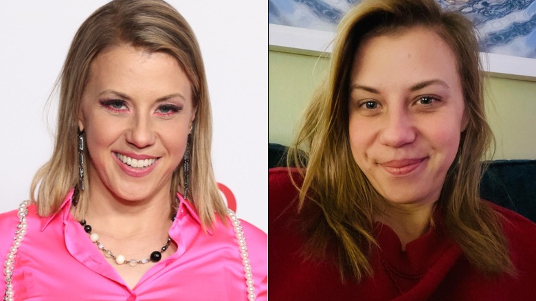 Jodie Sweetin with and without makeup, side by side photos