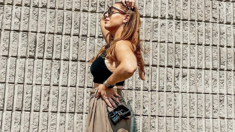 Woman holding a microbag