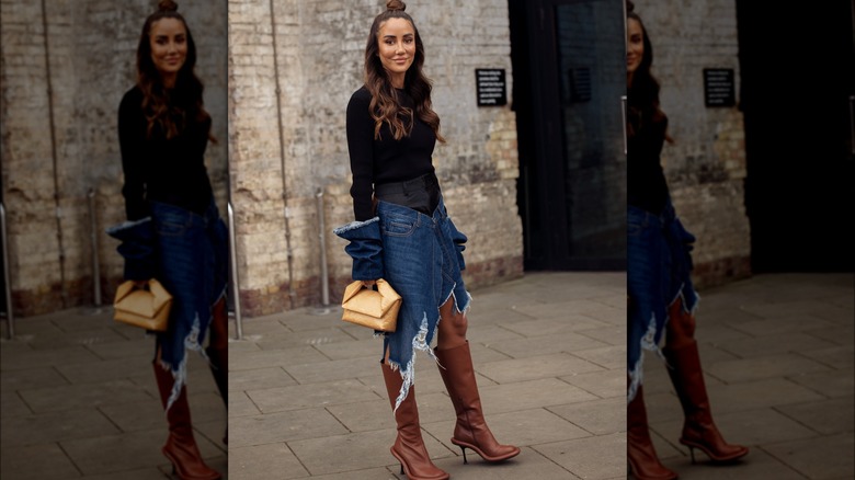 Woman in a denim skirt 