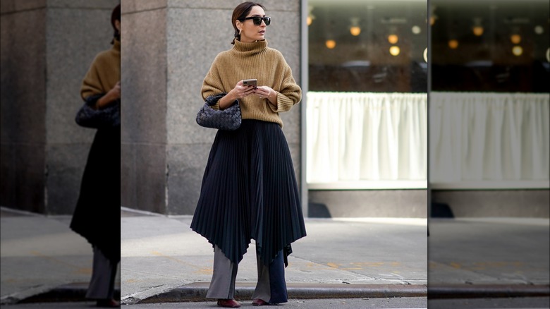 Woman in a skirt and pants 