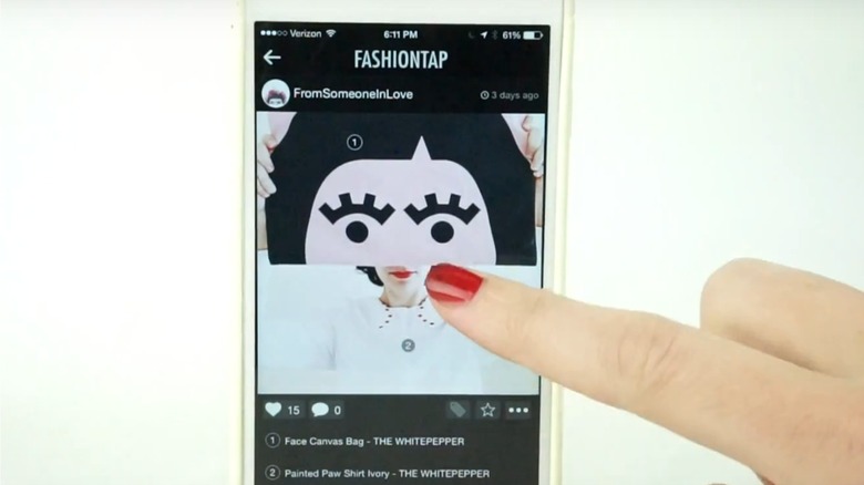 Person demonstrating FashionTap's features