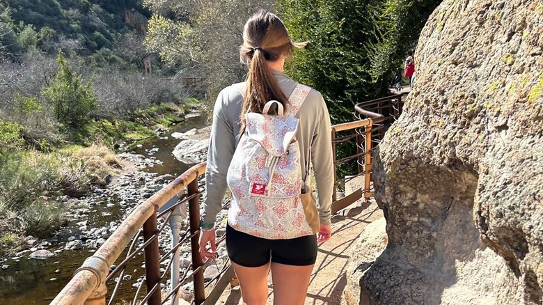 A woman with a Taaluma Totes bag