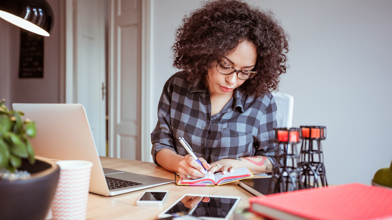 woman working in home office