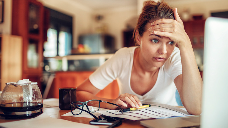 woman paying bills