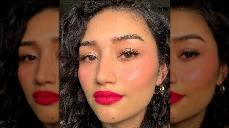 Woman with glossy eyes 