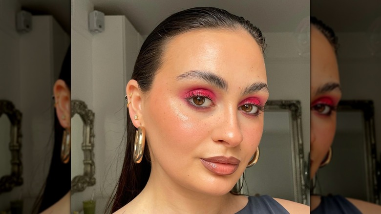 Woman with glossy eyes 