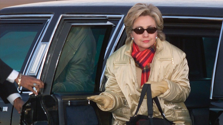 Hillary Clinton getting out of a limo in 2000