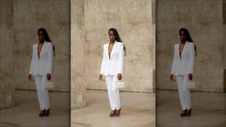 Girl without blazer store
