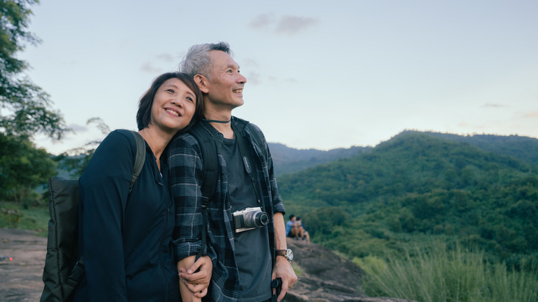 Couple hiking together