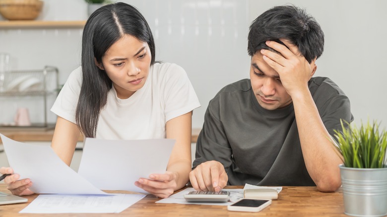 Couple making a budget