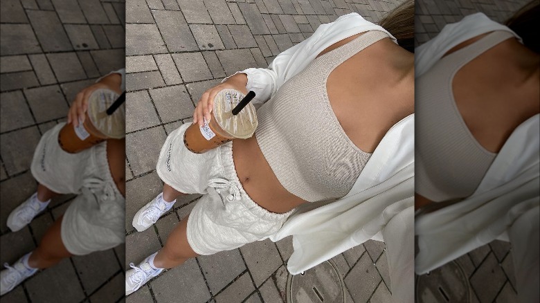 Woman in sweatshorts