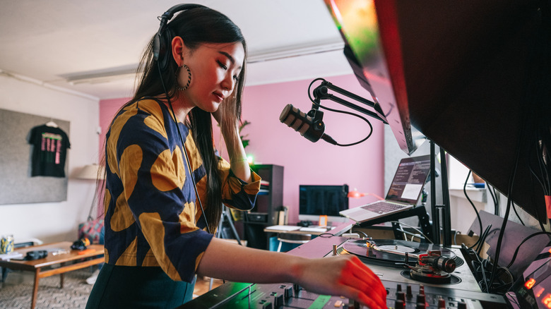Woman DJing