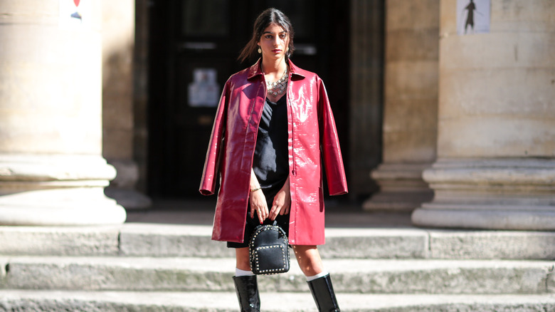 Red leather jacket 