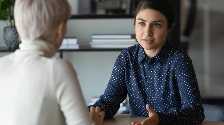 Woman in an interview