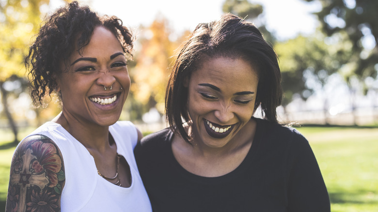 Women smiling