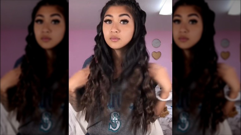 Woman with heatless curls