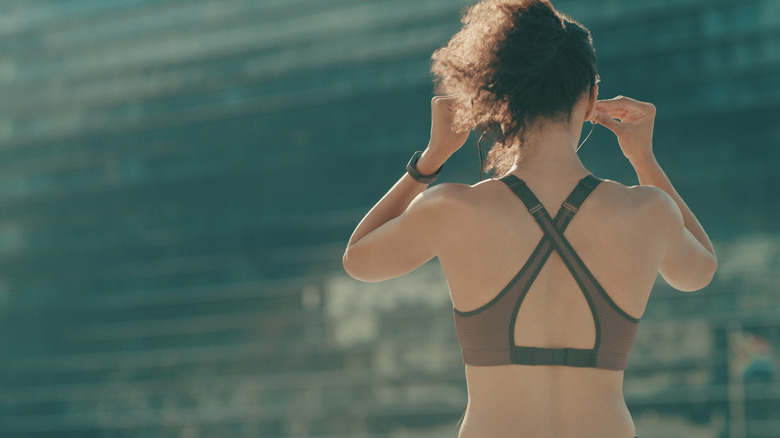 woman in a sports bra