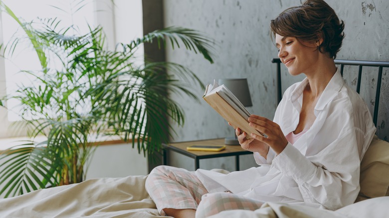Reading in pajamas 