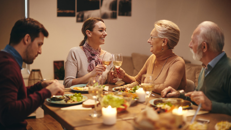 Family having dinner together