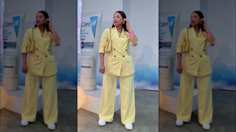 Woman in yellow co-ord