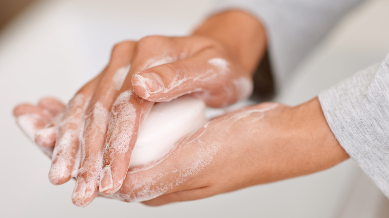 Person washing hands