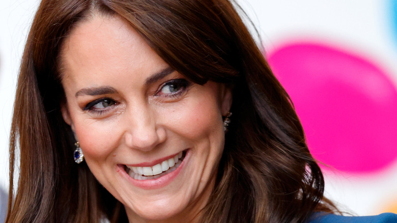Kate Middleton's face with her hair long
