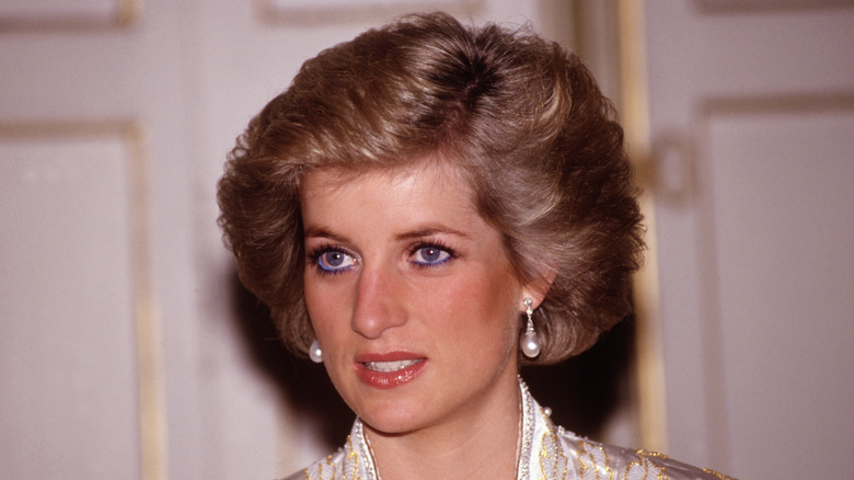 Princess Diana close up with blue eyeliner