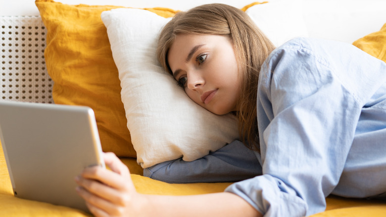Woman looking at screen