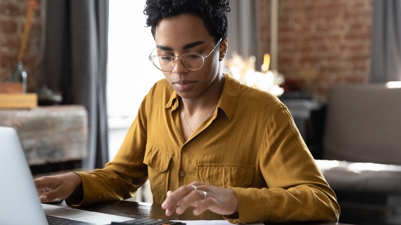 Woman working on finances