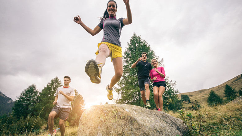 friends running outside