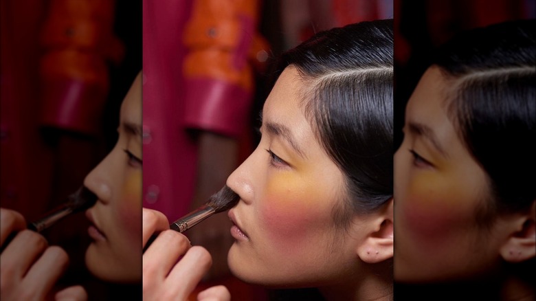 woman with sunset blush trend