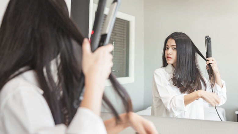 Using flat iron 