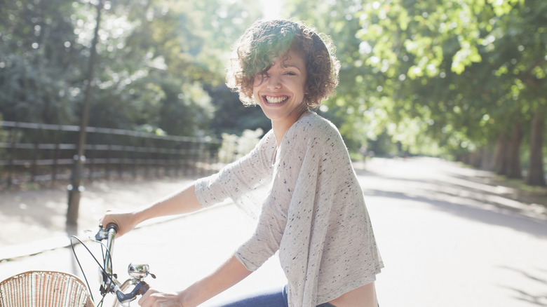A woman on her bike 