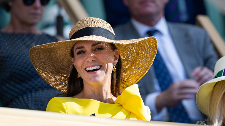Kate Middleton at Wimbledon in a straw hat in 2022