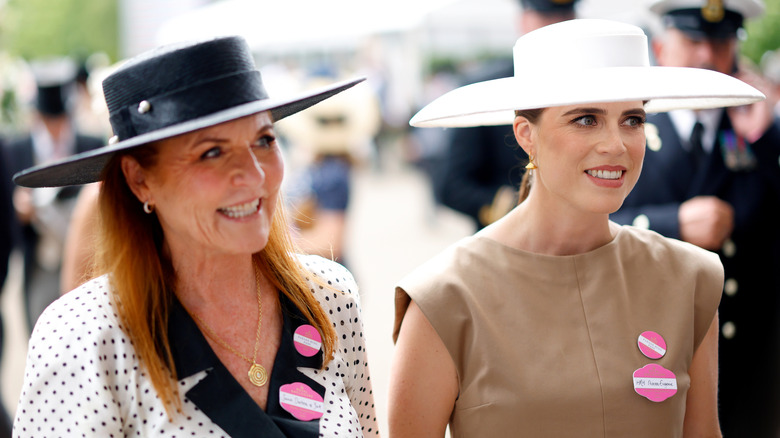 Sarah Ferguson and Princess Eugenie at the Royal Ascot both in hats