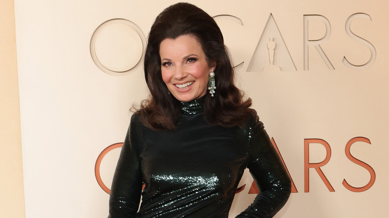 Fran Drescher at the 2026 Oscars in a black sequin dress